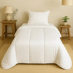 Mortreux Couette tempérée microfibre blanche - 1 personne 140 x 200 - 13064* Couette
