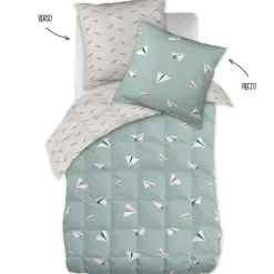 Couette toutes dimensions "Petits Papiers" Réversible 100% Coton / 57 Fils/cm² - - 140 x 200 cm pour lit 1 place>L'Effet Papillon Outlet