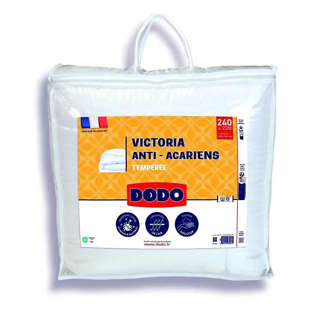 Couette Victoria 220x240 cm - - temperée - garnissage 100% Polyester - 2 personnes - blanc>Dodo New