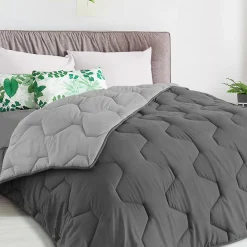 Couette 220x240 CM ABBY bicolore gris clair et gris 300 gr>IDMarket Discount