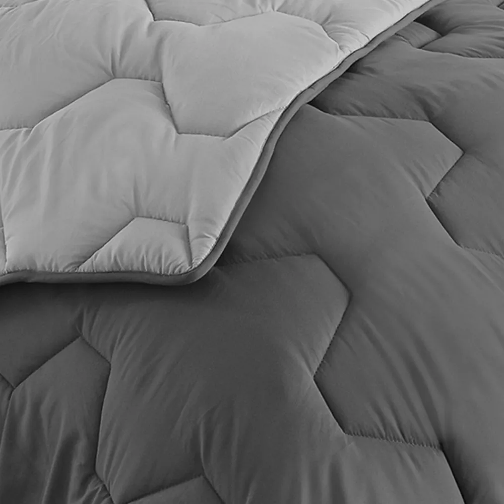Couette 200x200 CM ABBY bicolore gris clair et gris 300 gr>IDMarket Online