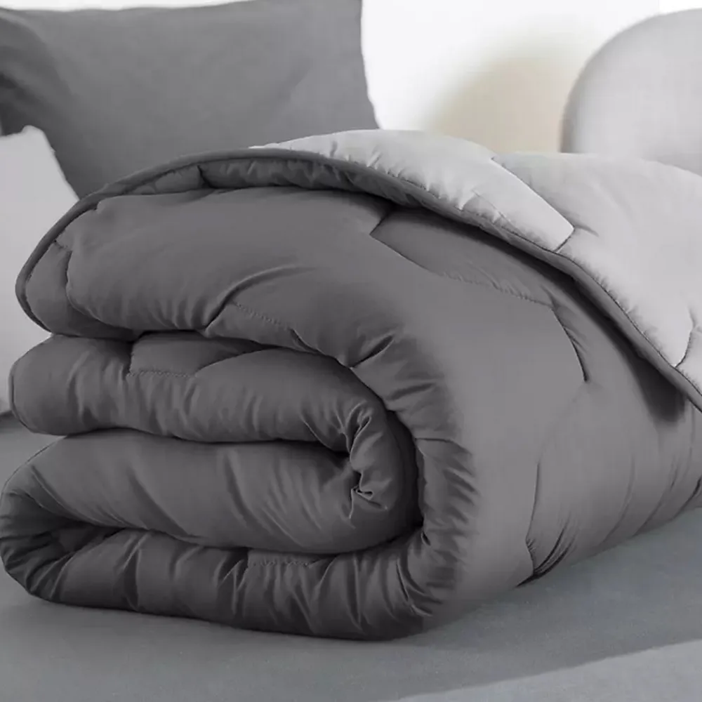 Couette 140x200 CM ABBY bicolore gris clair et gris 300 gr>IDMarket Best