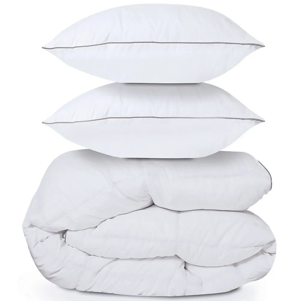 Couette 220x240 CM AELA en plume d'oie anti acarien 500 gr + 2 oreillers>IDMarket