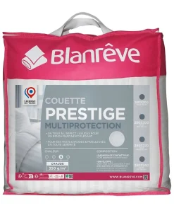 Blanreve Couette 240x260 cm PRESTIGE Multiprotection - 100% Polyester - 2 Personnes - Satin rayé* Couette