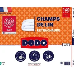 Couette 140x200 cm CHAMPS DE LIN - Chaude - 450G/m² - Couette 1 personne -Douce et Chaude -Anti-acariens Antibactériens -><noscript><img width=