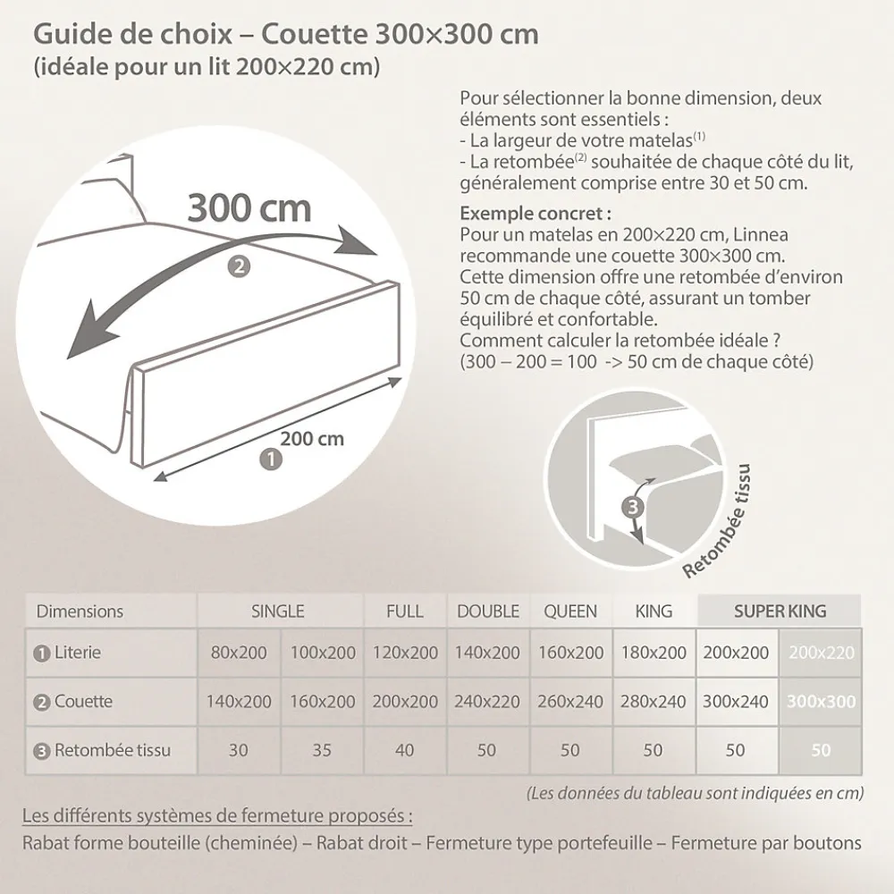 Couette 300x300 cm hiver VELAY LUXE garnissage naturel duvet d'oie 300g/m2>Linnea Clearance