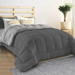 Couette 140x200 CM ZOE polaire biface gris clair et gris 400 gr>IDMarket Clearance