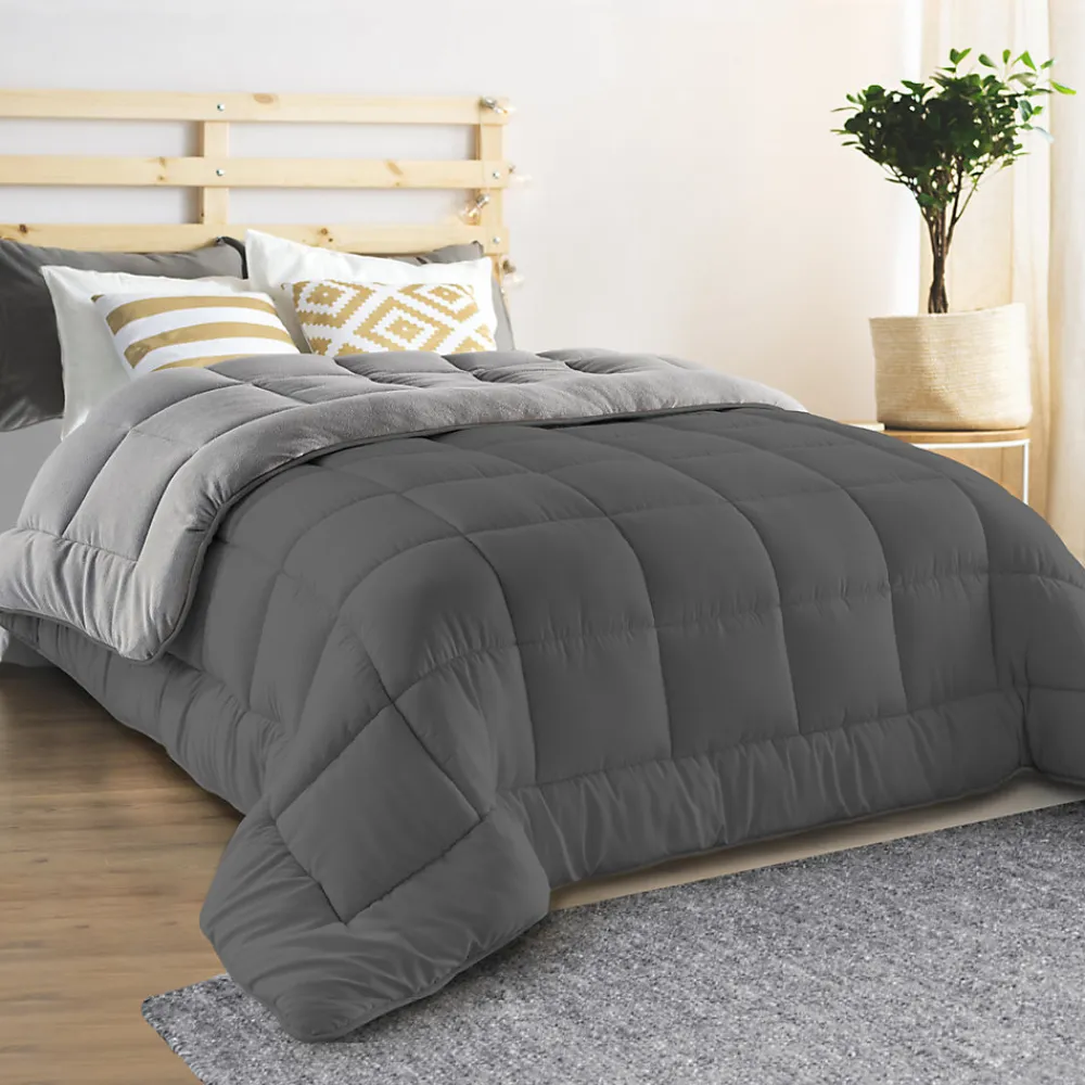 Couette 140x200 CM ZOE polaire biface gris clair et gris 400 gr>IDMarket Clearance
