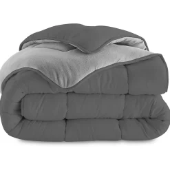 IDMarket Couette 220x240 CM ZOE polaire biface gris clair et gris 400 gr* Couette