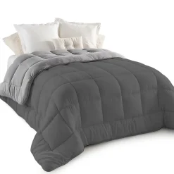 IDMarket Couette 220x240 CM ZOE polaire biface gris clair et gris 400 gr* Couette