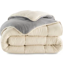 Couette 220x240 CM ZOE polaire biface gris et crème 400 gr>IDMarket Hot