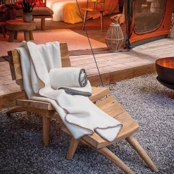 Linnea Couverture 100% laine grattée 2 faces 240x260 cm ASPEN blanc fil gris* Couverture