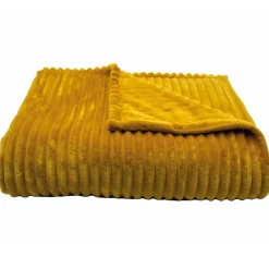Couverture 100% polyester 240x260 cm microvelours DOLCE jaune miel>Linnea Outlet