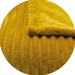 Couverture 100% polyester 240x260 cm microvelours DOLCE jaune miel><noscript><img width=