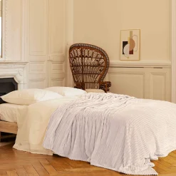 Couverture 100% polyester 240x260 cm microvelours DOLCE beige ivoire>Linnea Outlet