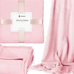 Couverture - - Douillette 150x200 cm - Polyester 100% - Rose - 350 g/m²><noscript><img width=