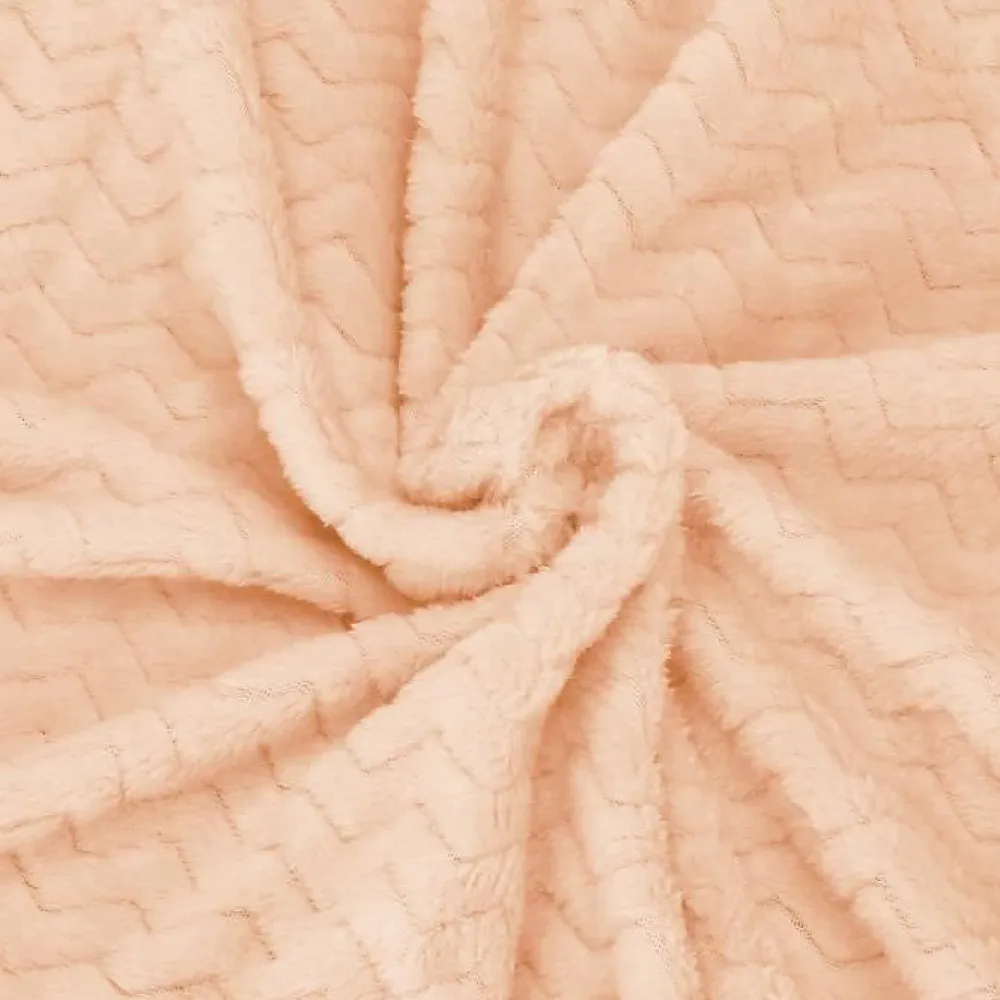 Springos Couverture - - Plaid doux 200x220 cm - Polyester 100% - Zigzag - Vieux rose* Couverture