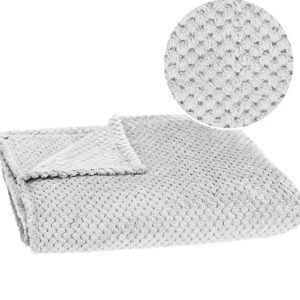 Couverture - - 150x200 cm - Polyester 100% - Gris clair - Douce et chaude>Springos Clearance