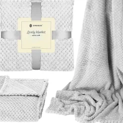 Couverture - - 150x200 cm - Polyester 100% - Gris clair - Douce et chaude><noscript><img width=