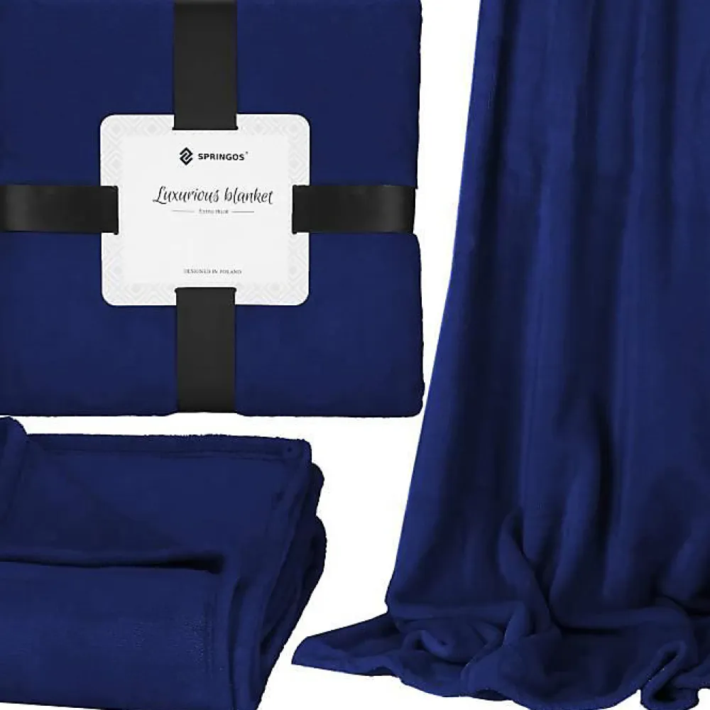 Couverture - - 200x220 cm - Bleu royal - 100% polyester - Douce et chaude>Springos Outlet
