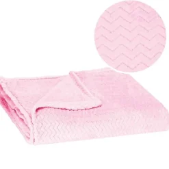 Couverture - - Zigzag - 70 x 160 cm - Polyester - Rose bébé>Springos Sale
