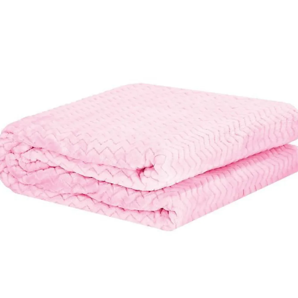 Couverture - - Zigzag - 70 x 160 cm - Polyester - Rose bébé>Springos Sale