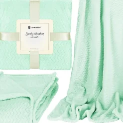 Couverture - - Zigzag - 130 x 180 cm - Polyester - Vert pastel><noscript><img width=