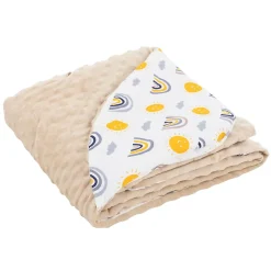 Joyz Couverture bébé moelleuse 84x84 cm beige motif arc-en-ciel en coton/polyester lavable à machine* Couverture