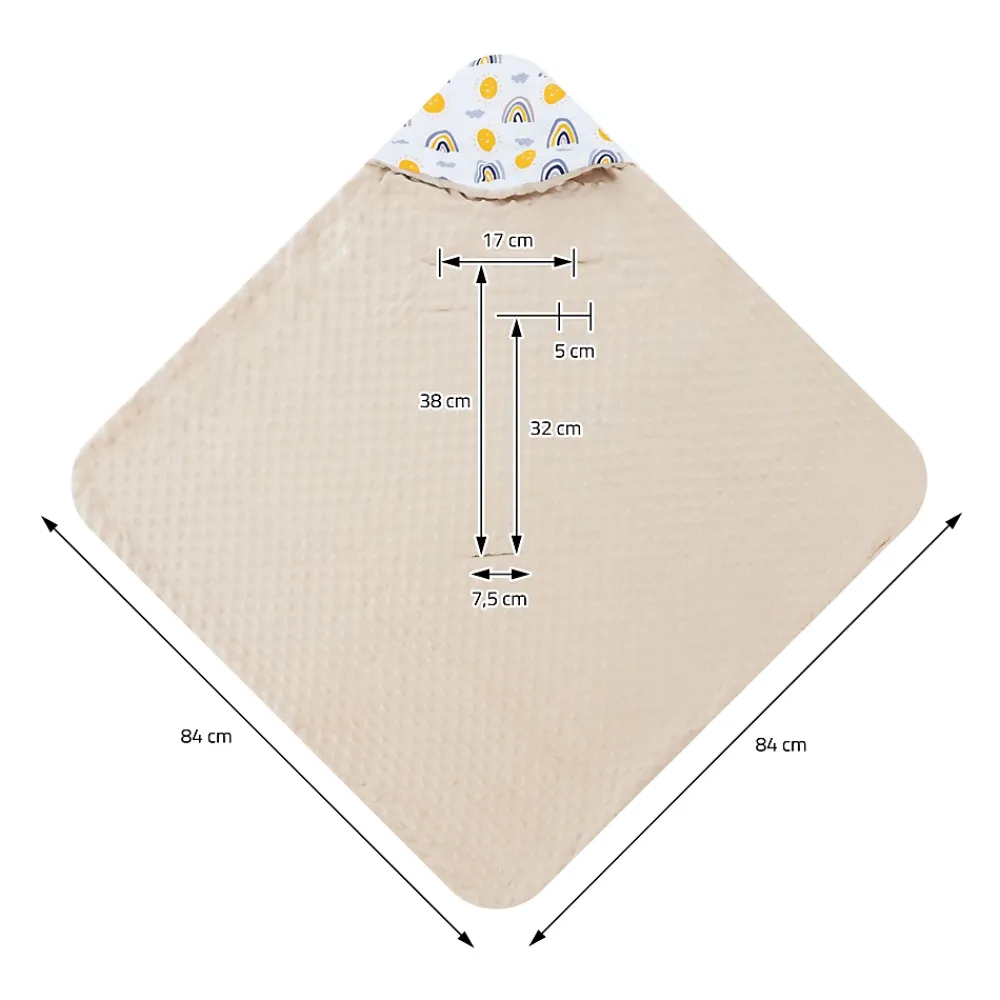 Joyz Couverture bébé moelleuse 84x84 cm beige motif arc-en-ciel en coton/polyester lavable à machine* Couverture