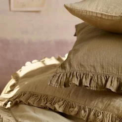 Linnea Couverture courtepointe en mousseline de coton 150x150 cm + 5 cm ELZA marron camel* Couverture
