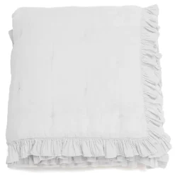 Couverture courtepointe en mousseline de coton 150x150 cm + 5 cm ELZA blanc neige>Linnea Online