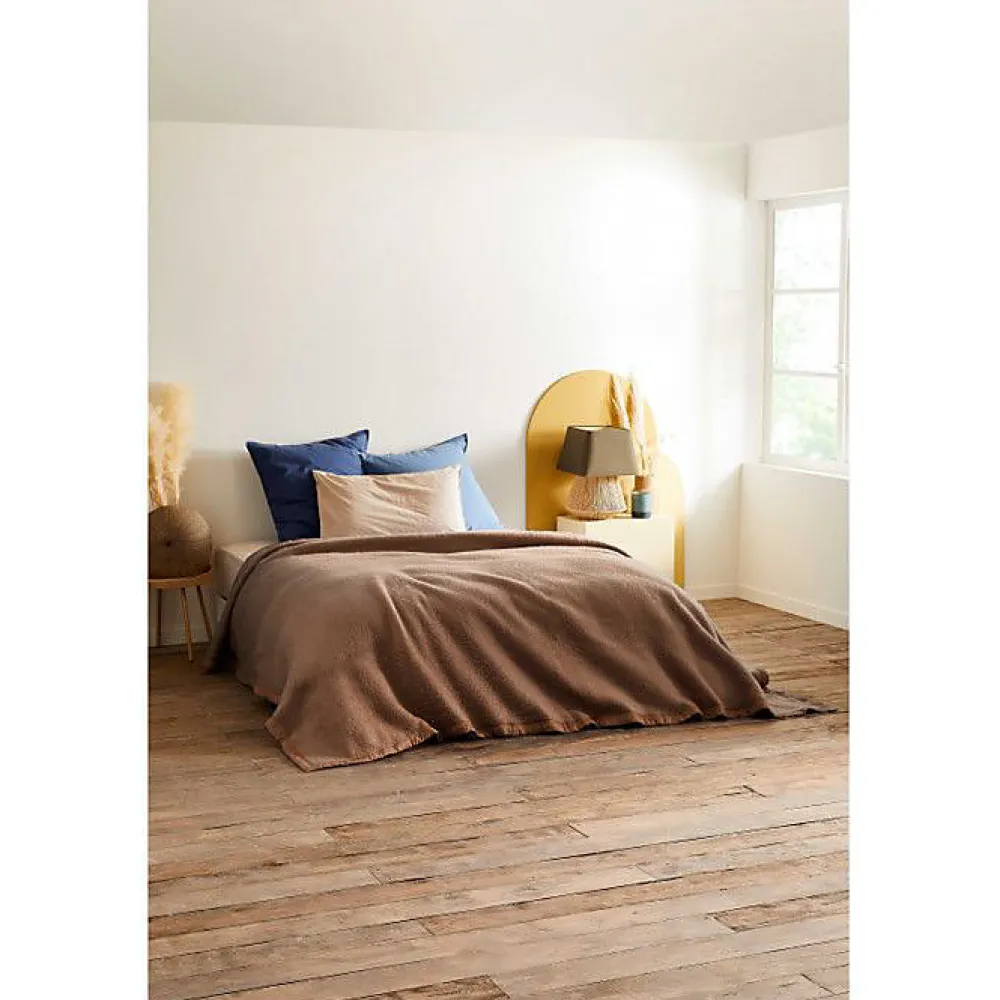 Toison d'Or Couverture en Courtelle "Sarenne" - Sarenne Havane Crème - 180 x 240 cm* Couverture
