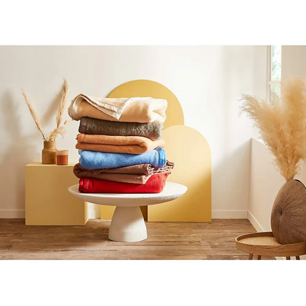 Toison d'Or Couverture en Courtelle "Sarenne" - Sarenne Havane Crème - 180 x 240 cm* Couverture