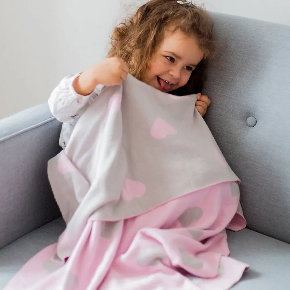 Couverture enfant cœurs 100 x 80 cm>Kindsgut New
