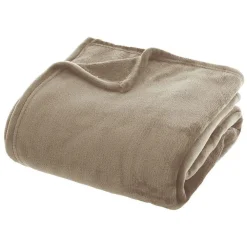 Atmosphera Couverture flanelle 180 x 230 cm beige polyester* Boutis, Couvre-Lit, Édredon