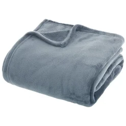 Atmosphera Couverture flanelle 180 x 230 cm bleu polyester* Boutis, Couvre-Lit, Édredon