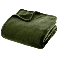 Couverture flanelle 180 x 230 cm kaki polyester>Atmosphera New