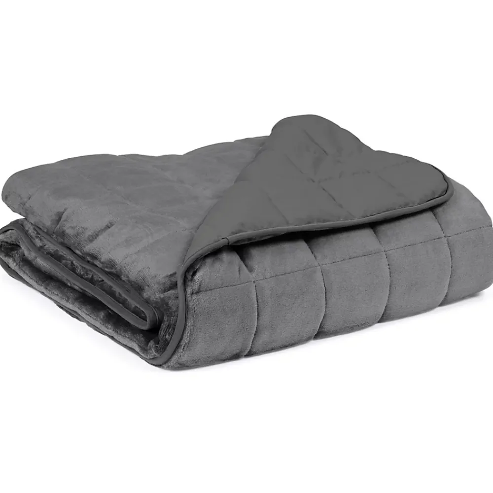IDMarket Couverture lestée 150x200 CM CELESTE bicolore gris clair et gris 9 kg* Couverture