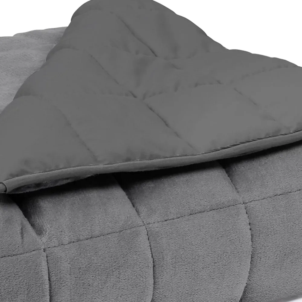 IDMarket Couverture lestée 150x200 CM CELESTE bicolore gris clair et gris 7 kg* Couverture