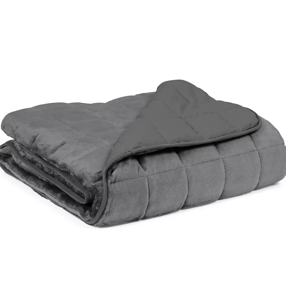 IDMarket Couverture lestée 150x200 CM CELESTE bicolore gris clair et gris 7 kg* Couverture