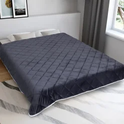 IDMarket Couverture lestée 150x200 CM CELESTE biface polaire gris et blanc 7 kg* Couverture