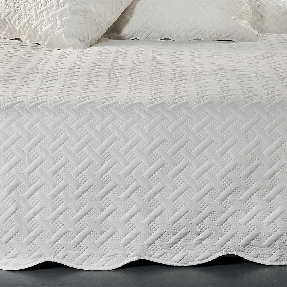 Couverture molletonné surpiquage graphique (150x150 cm - Blanc cassé)>Linder