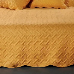 Linder Couverture molletonné surpiquage graphique (150x150 cm - Jaune)* Couverture