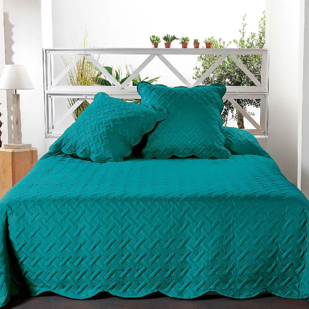 Couverture molletonné surpiquage graphique (150x150 cm - Turquoise)>Linder Hot