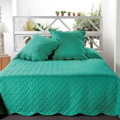 Couverture molletonné surpiquage graphique (250x260 cm - Vert)* Couverture
