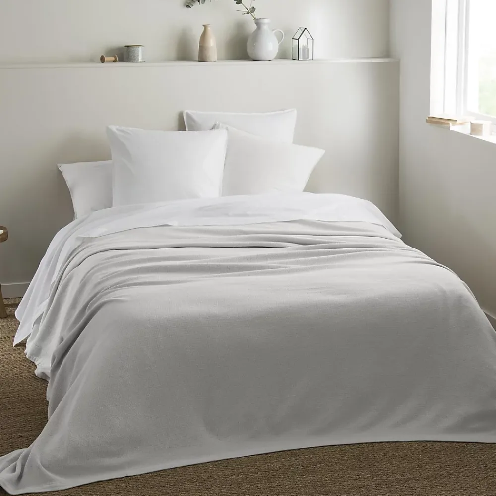 Couverture naturelle en 100% coton recyclé (180x240 cm - Gris Perle)* Couverture