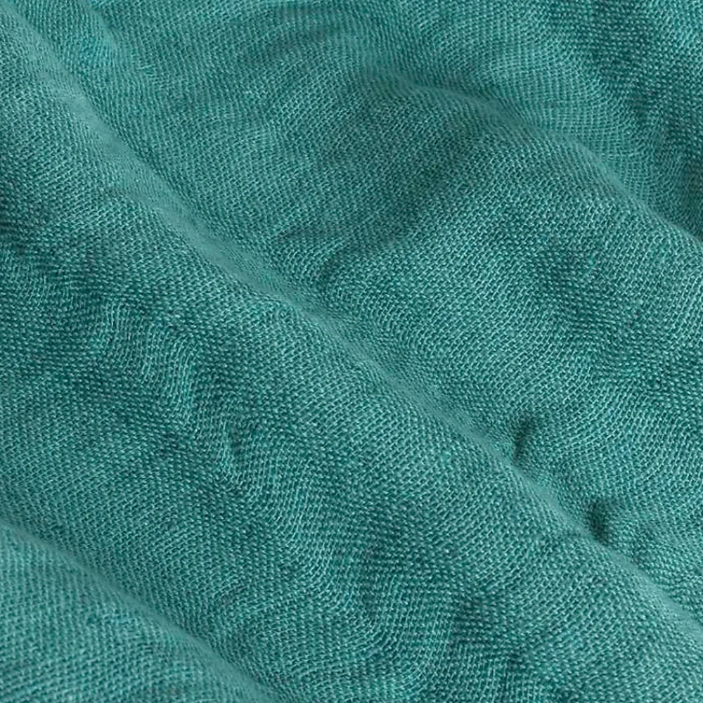 Couverture plaid 100% coton bleu turquoise avec franges 130x170cm BITALD ->Sacasa