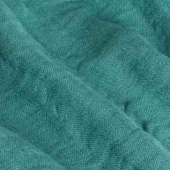 Couverture plaid 100% coton bleu turquoise avec franges 130x170cm BITALD -><noscript><img width=