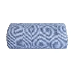 Sacasa Couverture plaid 100% coton bleu marine avec franges 180x220cm ZIGORA -* Boutis, Couvre-Lit, Édredon