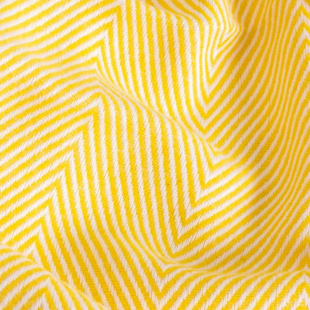 Couverture plaid 100% coton jaune avec franges 180x220cm ZIGORA ->Sacasa Discount